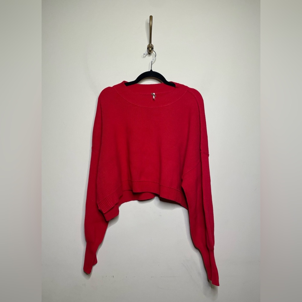 Free People Easy Street Crop Pullover In Racing Red - Picture 4 of 6